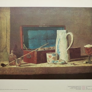 Jean Baptiste Simeon Chardin exhibition poster Still life with colour box French painter museum 1969 print image 1