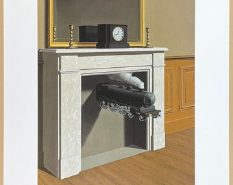 ルネ・マグリット展ポスター - 時間の釘付け - 列車 - 暖炉 - シュル