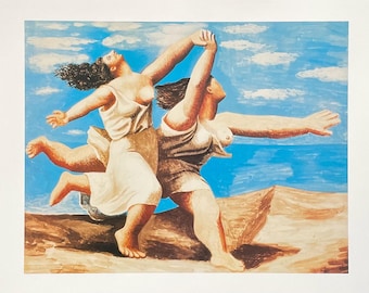 Pablo Picasso exhibition poster - Two women running on the beach - freedom - museum artist - art print - 1999