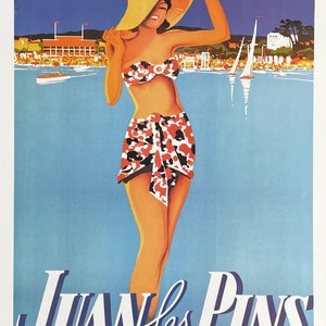 Juan les Pins - Antibes - La Cote d'Azur - Francia - Turismo francés - Viajes - Publicidad - Impresión de arte decorativo - Cartel de exposición