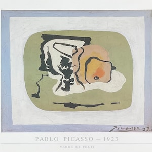 Cartel de la exposición de Pablo Picasso - Verre et Fruit - Vidrio y fruta - Naturaleza muerta - Artista del museo - Impresión artística - 1989