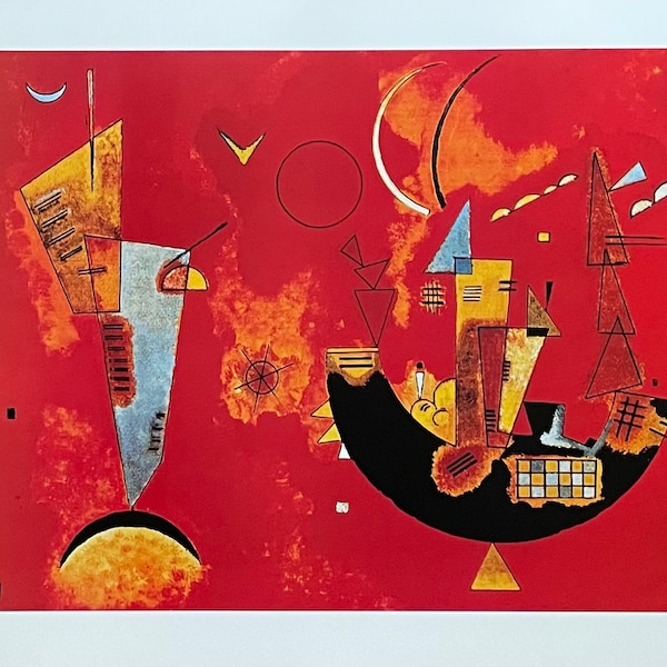 Affiche de l’exposition Kandinsky - Mit und gegen - rouge - tirage vintage du musée - 1999