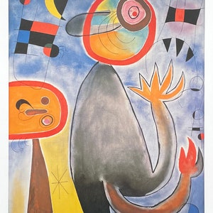 Joan Miro exhibition poster - Animal composition - museum artist - art print - surrealism - 1998
