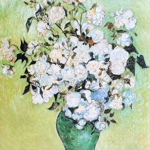 Cartel de la exposición de Vincent van Gogh - Un jarrón de rosas - flores - artista del museo - impresión artística - naturaleza muerta