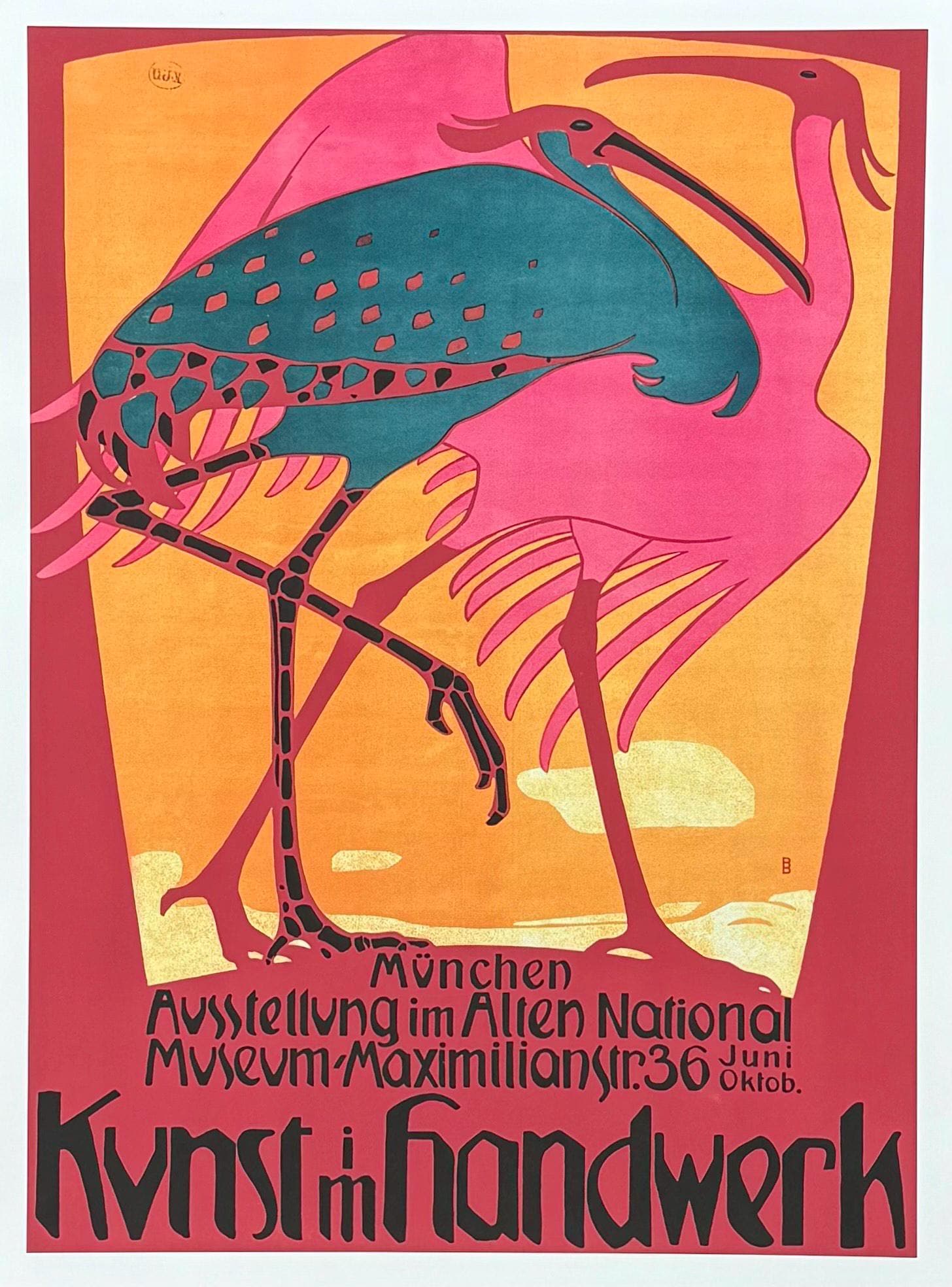 Kunst im Handwerk 展ポスター - 鳥 - アールデコ - アールヌーボー 