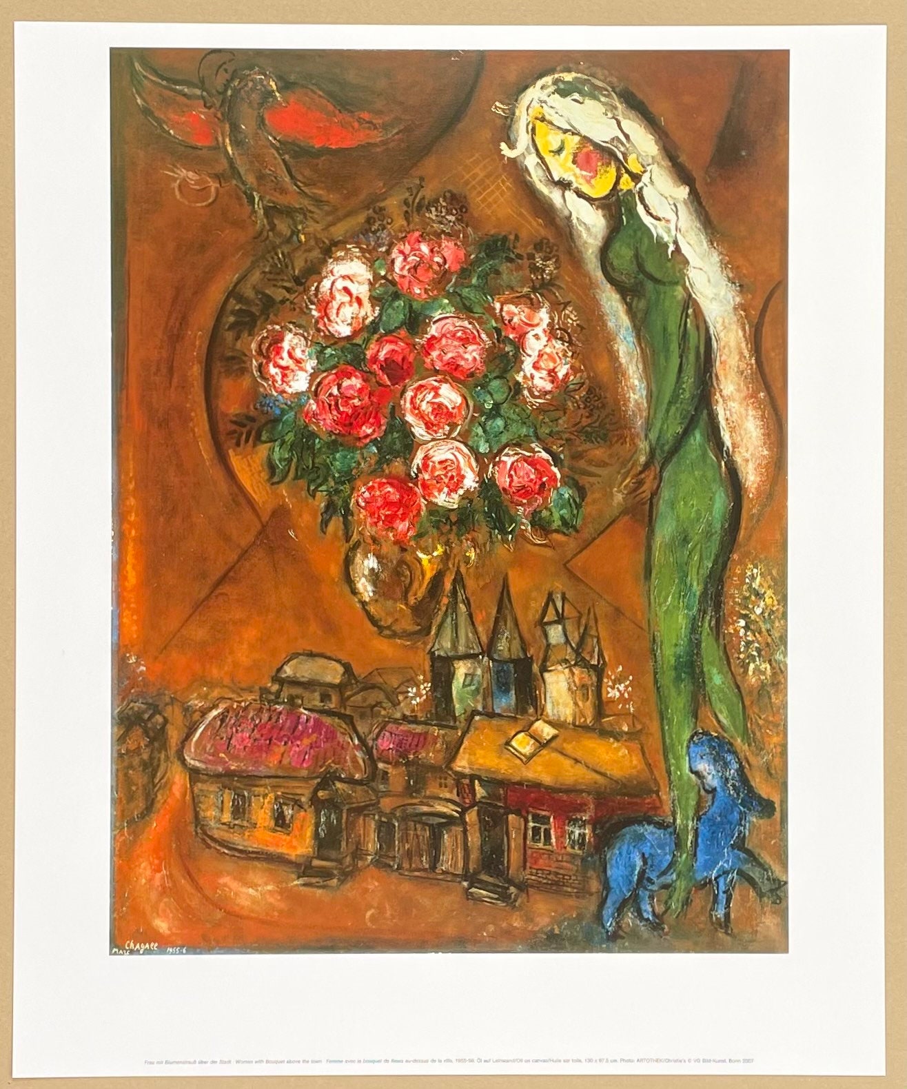 Marc Chagall Exhibition Poster - Woman With Bouquet Above the Town