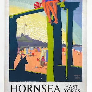 Cartaz da exposição Hornsea - Lakeland by the Sea - Praia - Costa - Grã-Bretanha - Publicidade - Turismo - Viagem - impressão artística - reprodução