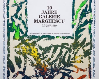 Pierre Alechinsky exhibition poster - Galerie Marghescu -  Belgian artist - Cobra - Mourlot - 1989