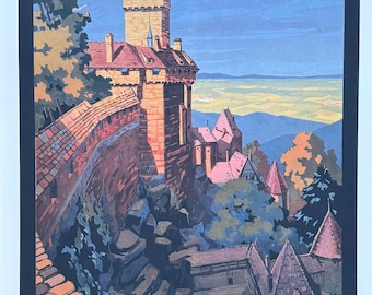 Affiche Ancienne Originale chemin de fer Alsace Lorraine Turckheim entoilée