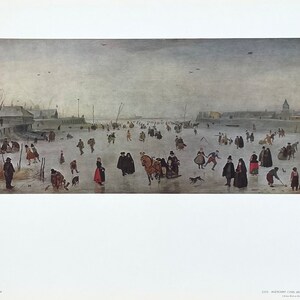 Cartel de la exposición de Hendrick Avercamp - Una escena sobre el hielo - Galería Nacional de Arte - Washington DC - Impresión de arte vintage - Década de 1970