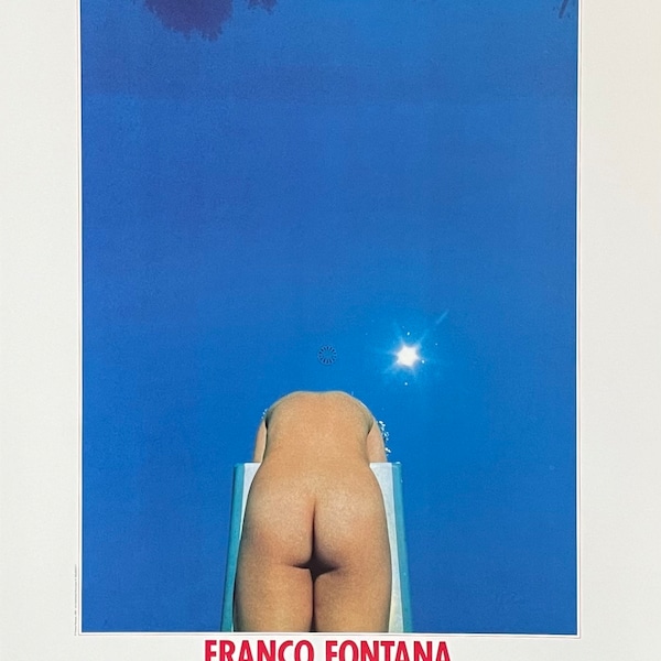 Cartel de la exposición Franco Fontana - Exposición fotográfica Amsterdam - artista del museo - impresión de arte - azul - piscina