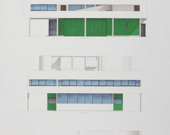 Le Corbusier exhibition poster - Villa Savoye - museum print - architect - architecture