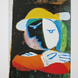 Pablo Picasso exhibition poster - Femme au balcon - female portrait - museum artist - art print - offset lithograph - 1997