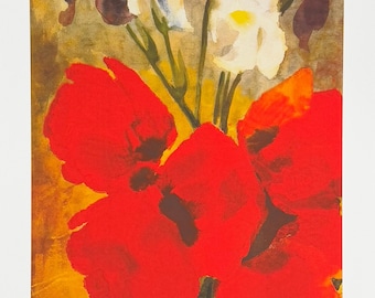 Emil Nolde exhibition poster - Red flowers - still life - museum artist - art print