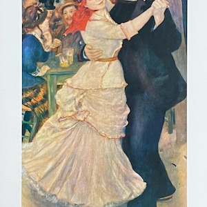 Cartel de la exposición de Auguste Renoir - Le Bal a Bougival - El baile - el amor - el jardín - impresionista - artista de museo - impresión artística de los años 70