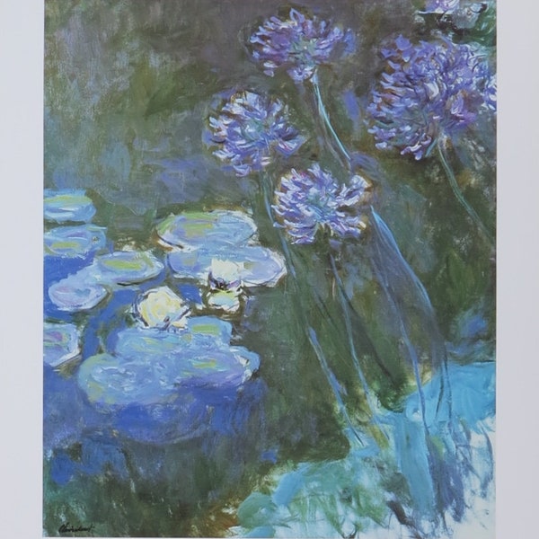 Affiche de l’exposition Claude Monet - Waterlilies et agapanthus - impressionniste - romantique - imprimé musée