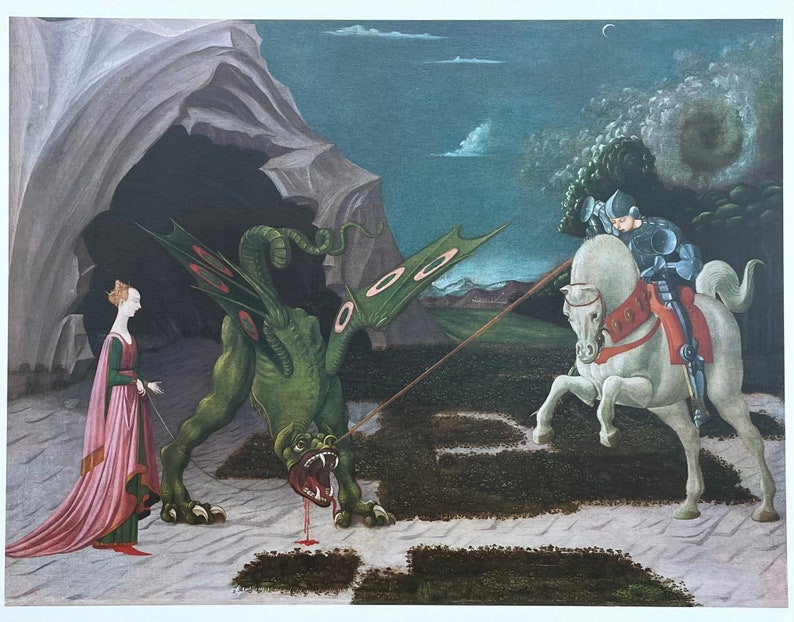 Paolo Uccello exhibition poster Saint George and the dragon Italian artist renaissance museum artist art print image 1