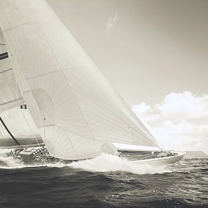 Cartel de exposición de yates de vela - Velero - océano - mar - regata - impresión artística - fotografía - litografía offset