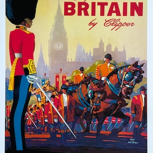 Fly to Britain by Clipper cartel de la exposición - Pan American World Airways - Avión - decorativo - turismo de viajes - reproducción