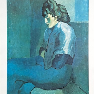 Pablo Picasso exhibition poster - Melancholy woman - portrait - very early and highly collectible art print - 1960s