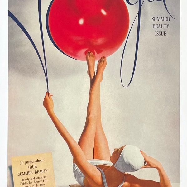 Poster de l'exposition Vogue Magazine - couverture - numéro beauté d'été - maquillage - mode - impression d'art - reproduction