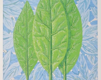 Rene Magritte exhibition poster - Summertime - surrealist - Belgian artist - green leaves - museum print