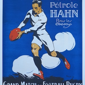 Grand Match de Football Rugby - exhibition poster - sport - decorative print - offset litho