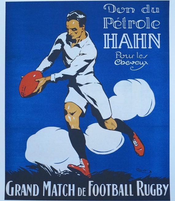 Affiche Vintage Sport – Ballon De Football/Rugby – Art Mural Papier – Format 14x11
