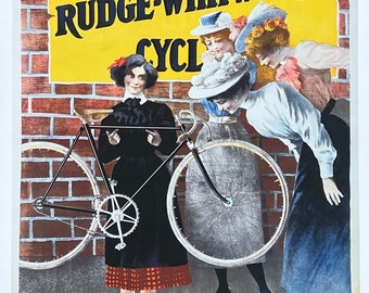Rudge-Whitworth Cycles exhibition poster - bicycles - decorative art print - offset litho - advertisement - reproduction