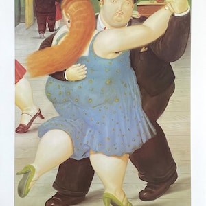 Cartel de la exposición de Fernando Botero - Bailarines - Museo de Arte de Tel Aviv - Artista del museo - Impresión artística - Litografía offset - 1999