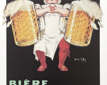 Bière Gangloff utställningsaffisch - öl - vin - skål - drycker - dekorativt konsttryck - offset litografi - restaurang - bar - reproduktion