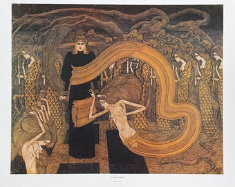 Jan Toorop utställningsaffisch - Fatalism - museikonstnär - konsttryck - holländsk målare - 1970-talet