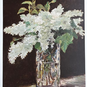 Cartel de la exposición de Édouard Manet - Lilas blancas en un jarrón de cristal - artista del museo - impresión artística - impresionista