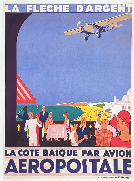 Air Mail - Aeropostale - Exhibition Poster - Airplane - French 