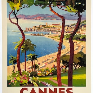Cannes - Costa Azul - Francia - Turismo francés - Viajes - Publicidad - Impresión de arte decorativo - Cartel de exposición - Reproducción