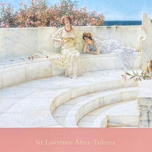 Manifesto della mostra di Sir Lawrence Alma-Tadema - Sotto il tetto del clima ionico blu - artista del museo - stampa artistica - litografia offset