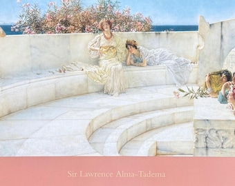 Sir Lawrence Alma-Tadema exhibition poster - Under the roof of blue ionian weather - museum artist - art print - offset lithograph