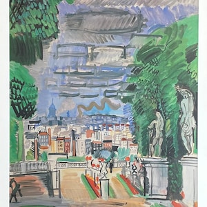 Raoul Dufy exhibition poster - Le Parc de Saint Cloud - Paris - museum artist - art print - 1988