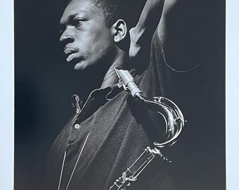 Francis Wolff exhibition poster - John Coltrane - black white photography - music - jazz - museum artist - art print - 1997