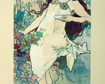 Alfons Mucha exhibition poster - Fall - Art Nouveau - Lady - museum artist - art print - Jugenstil - Prague - Czech