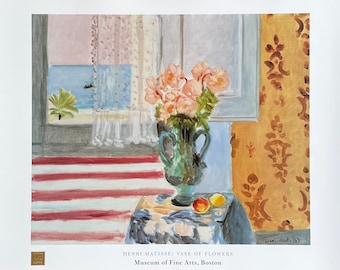 Henri Matisse exhibition poster - Vase of flowers - Fine Arts Museum - Boston - vintage art print - 1998