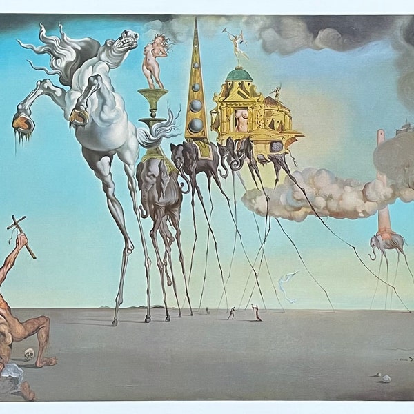 Salvador Dali exhibition poster - The temptation of Saint Anthony - museum artist - art print - surrealist
