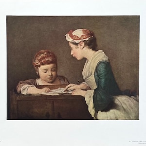 Cartel de la exposición de Jean Baptiste Simeon Chardin - La joven institutriz - Galería Nacional de Arte - Washington DC - Impresión de arte vintage - Década de 1970