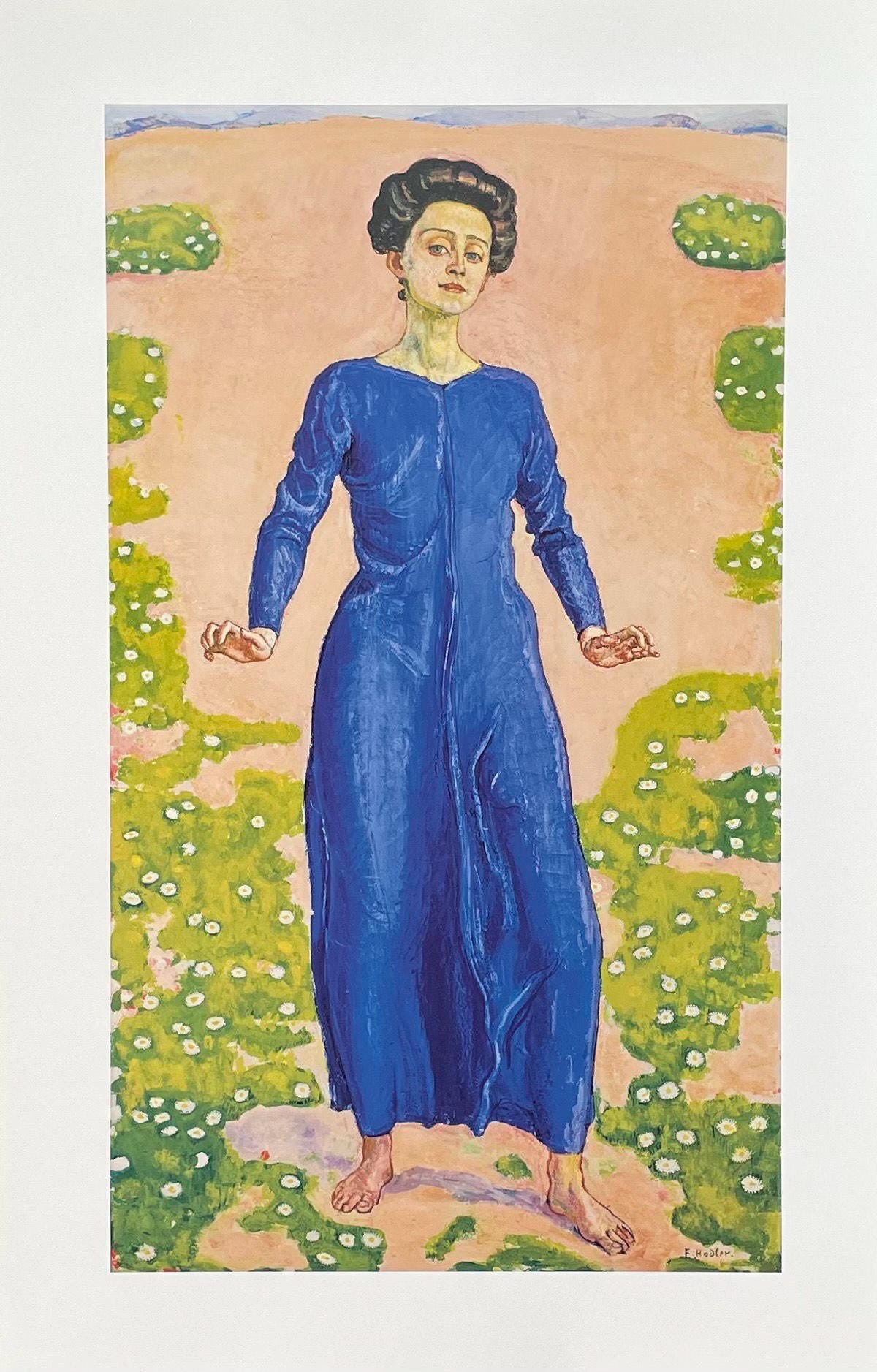 陶板画 青いドレスの婦人 フェルディナント・ホドラー展ポスター - 変容 - 青いドレスの女性