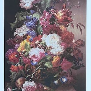 Cartel de la exposición de Joseph Nigg - El ramo de la abuela - naturaleza muerta - flores - artista del museo - impresión artística - pintor austríaco - Viena