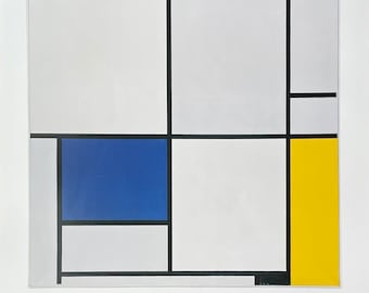 Piet Mondrian exhibition poster - Composition I with red, yellow and blue - museum artist - vintage art print