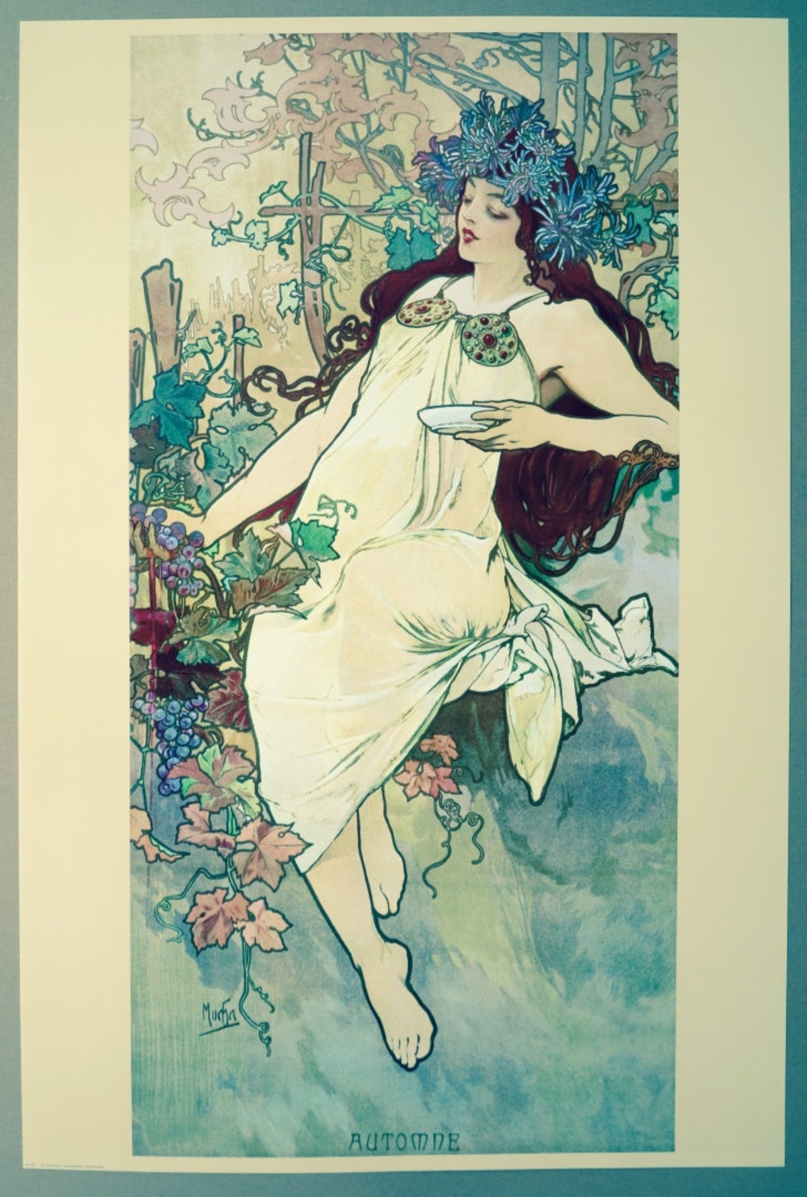 Alfons Mucha Exhibition Poster Fall Art Nouveau Lady Etsy