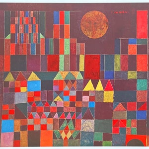 Paul Klee-tentoonstellingsposter - Castle and Sun - museumkunstenaar - kunstdruk - offsetlithografie - rood