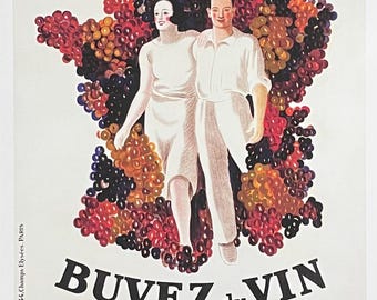 Ausstellungsposter Trinkwein - Buvez du Vin - France - Dekorationskunst - Restaurant - Bar - Reproduktion - Leonetto Cappiello