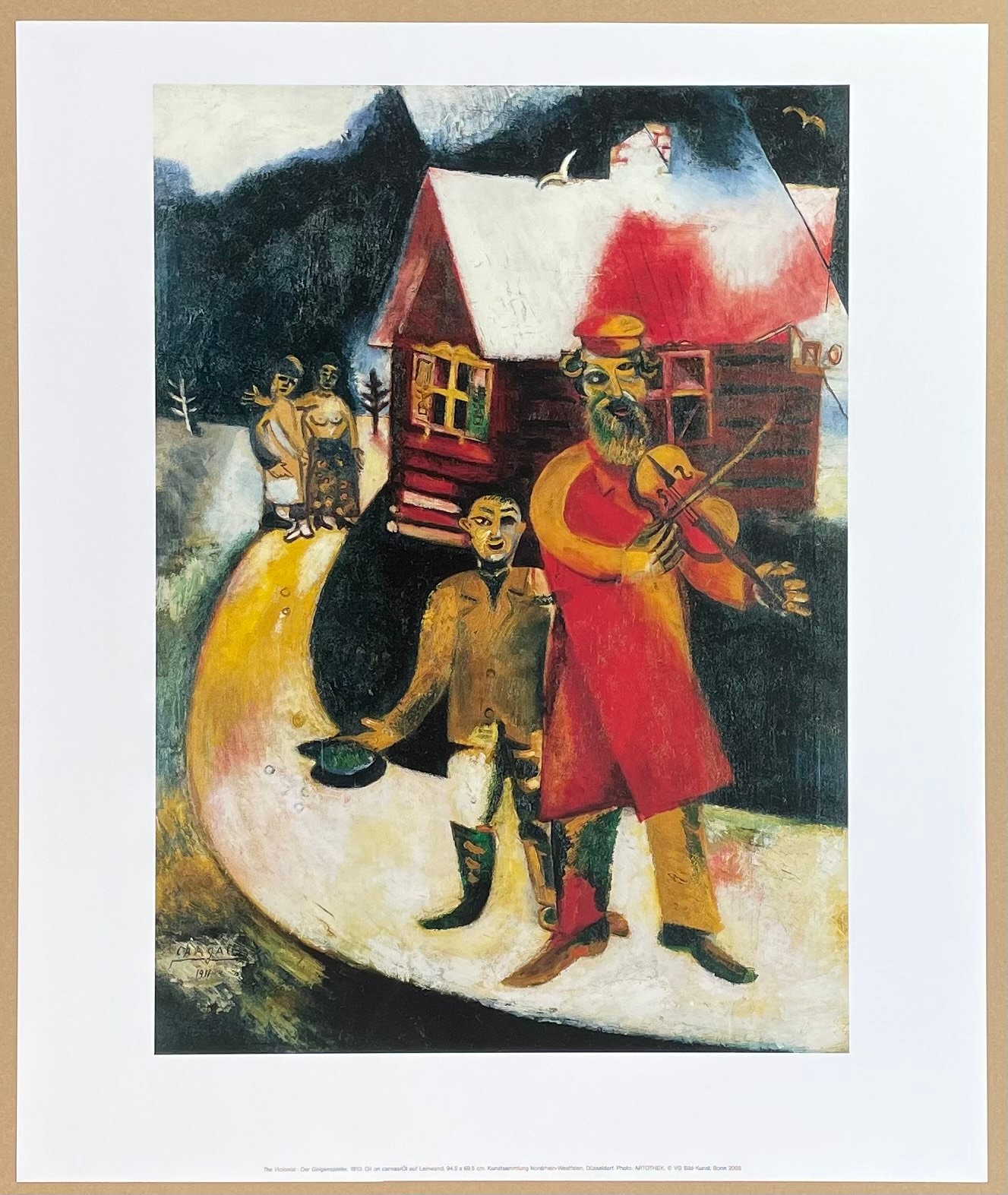【中古】Marc Chagall ポスター Marc Chagall Exhibition Poster - the Violinist - Music - Violin